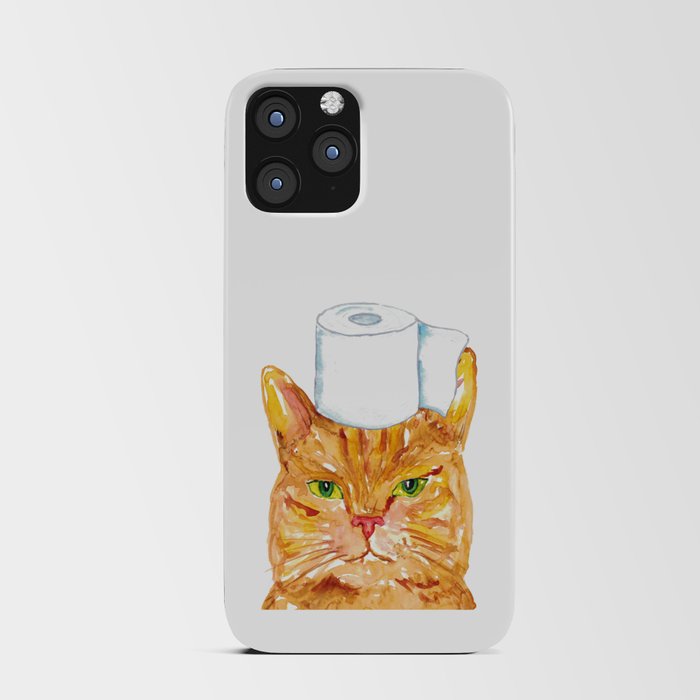 Orange cat toilet Painting Wall Poster Watercolor iPhone Card Case