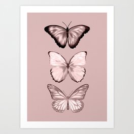 Butterflies in Retro Pink Art Print