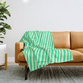 [ Thumbnail: Light Yellow and Green Colored Lined/Striped Pattern Throw Blanket ]
