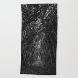 Tunnel of love; Diepenveen, Overste, Netherlands tunnel of trees art portrait nature black and white photograph / photography Beach Towel