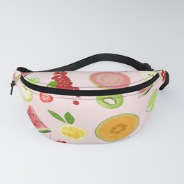 Repeating pattern of sliced fruit and berries Fanny Pack