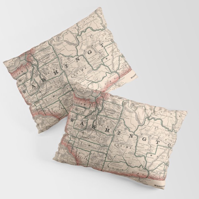 Vintage Map of Washington State (1883) Pillow Sham