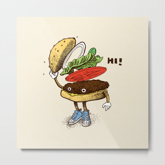 Burger Greeting Metal Print