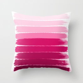Mola - ombre painting bruskstrokes tonal gradient art pink pastel to hot pink decor Throw Pillow