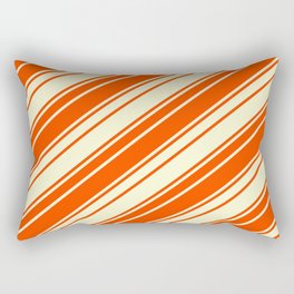 [ Thumbnail: Red & Light Yellow Colored Lines/Stripes Pattern Rectangular Pillow ]