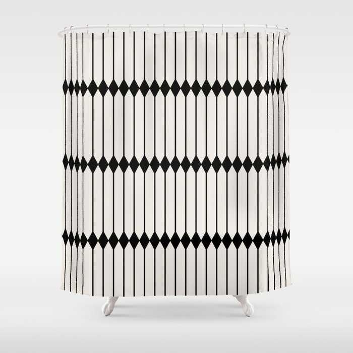 Minimal Geometric Pattern - Black Shower Curtain