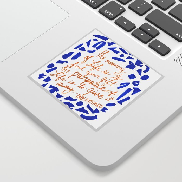 Picasso Quote in Cobalt and Gold Sticker