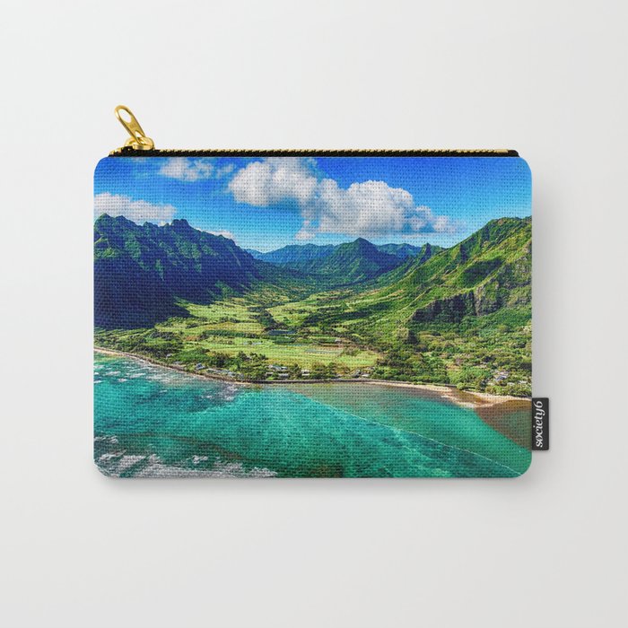 Coastal Oahu, Hawaii turquise ocean blue waters tropical color landscape photograph / photography Carry-All Pouch