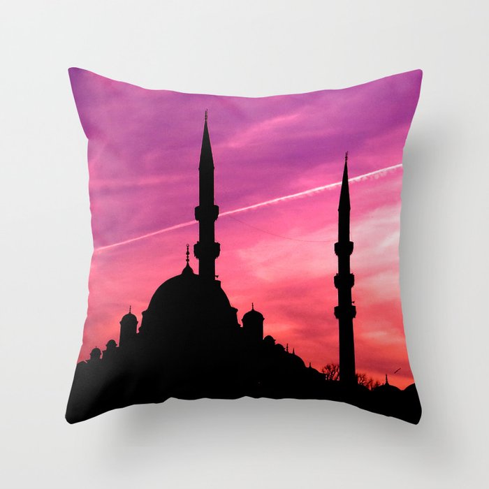 mosque silhouette istanbul Throw Pillow