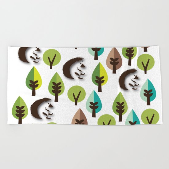 Hedgehog Forest Beach Towel