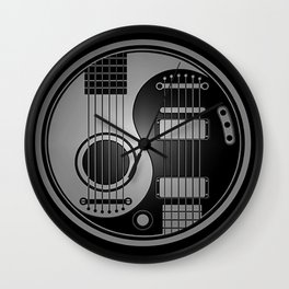 Guitar Yin Yang Gray and Black Wall Clock