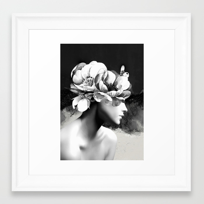 Floral Portrait Black And White Framed Art Print By Dada22 Society6
