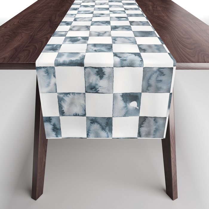 Checker Dark Blue Table Runner