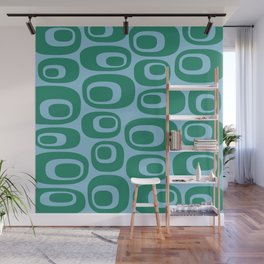 Retro Mid Century Modern Atomic Pattern 551 Green and Blue Wall Mural