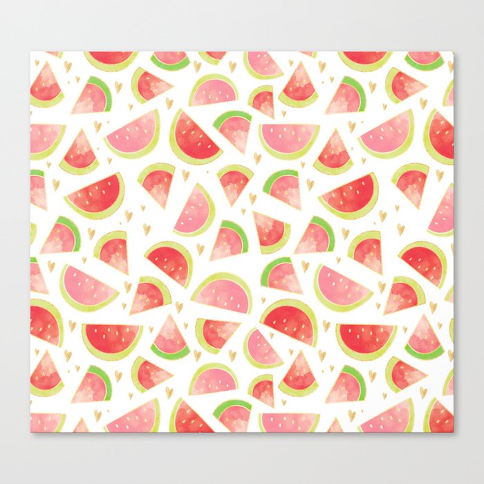 Pink & Gold Watermelon Slices Canvas Print
