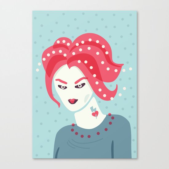 Portrait Of A Girl With Pink Hair Canvas Print