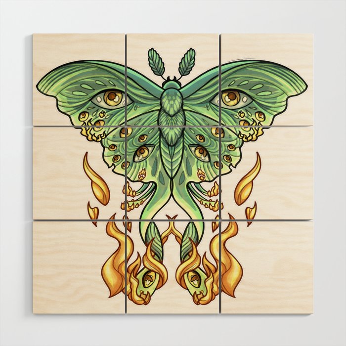 Moth to a Flame Wood Wall Art