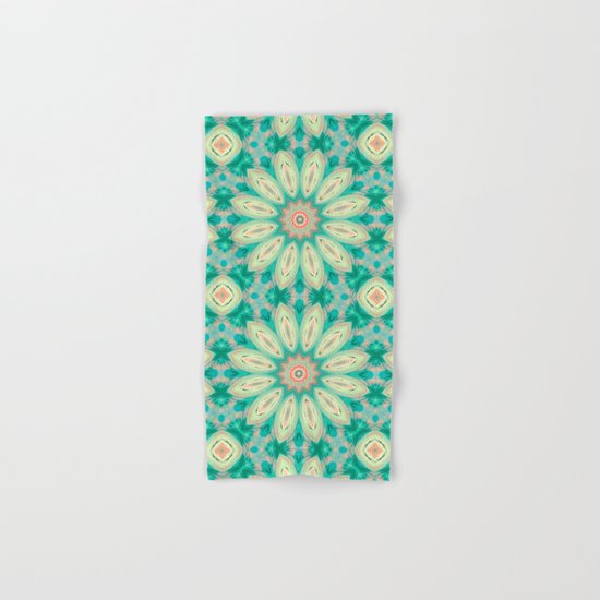Daisy. Ornament bright turquoise . Hand & Bath Towel