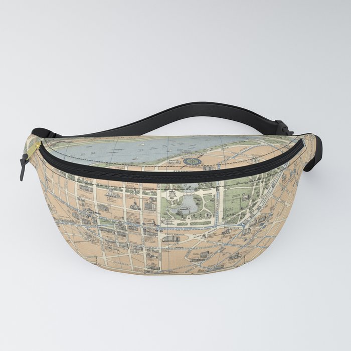 The central part of Boston, Massachusetts - Vintage Illustrated Map Fanny Pack