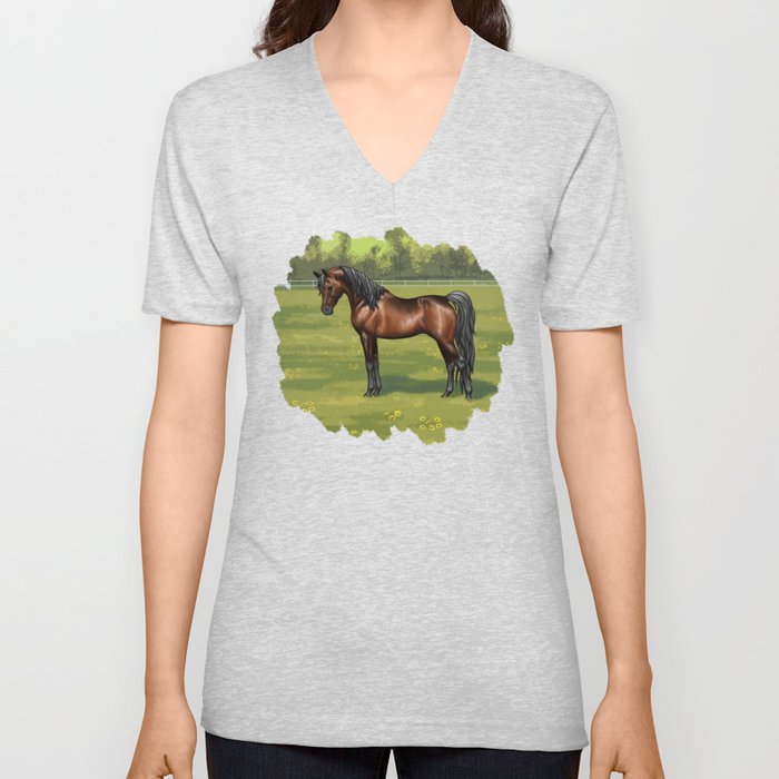 Dark Bay Egyptian Arabian Horse V Neck T Shirt