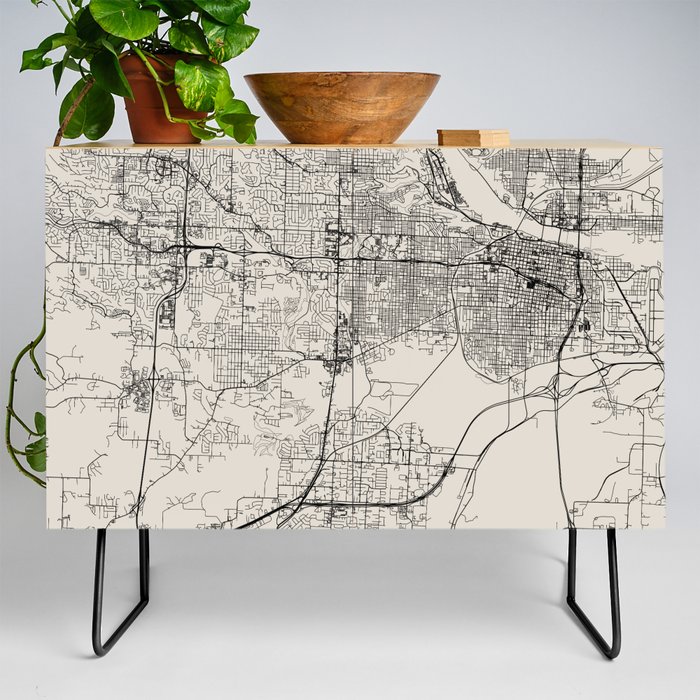 USA, Little Rock city map Credenza