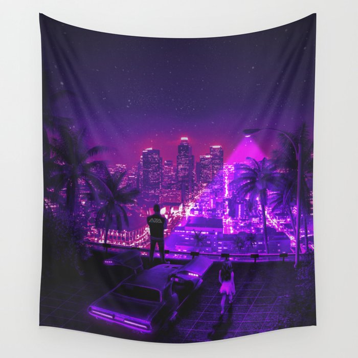 In search of Tomorrow 80's Retro Cyberpunk Design Synthwave Outrun Vaporwave Wall Tapestry