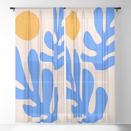 Henri Matisse - Leaves - Blue Sheer Curtain