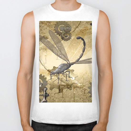 Steampunk, dragonflies Biker Tank