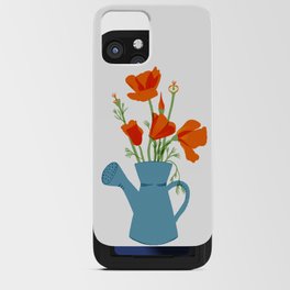 Vintage California Poppy in the blue watering can iPhone Card Case