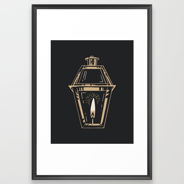Gold Gas Lantern Framed Art Print