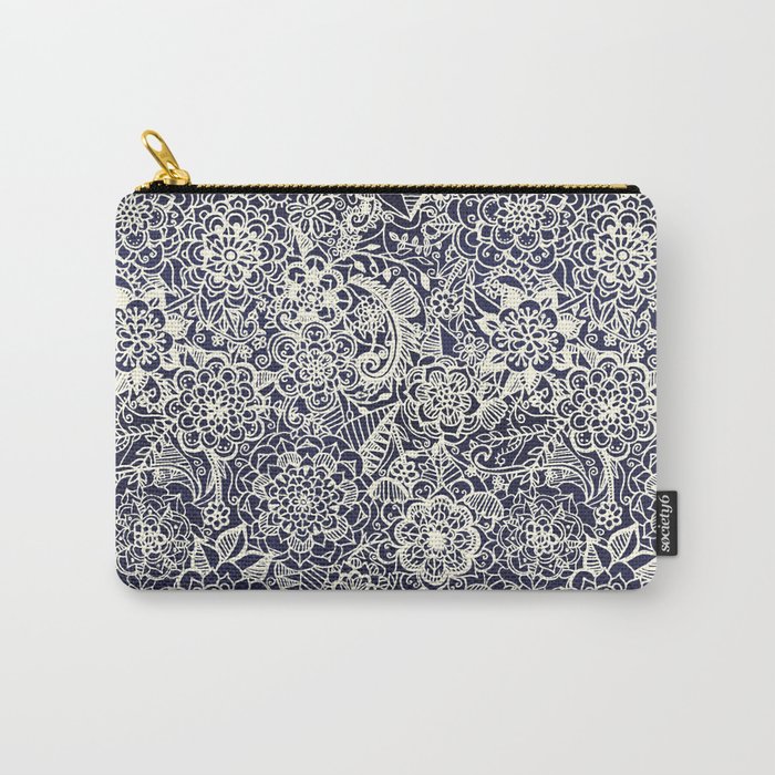 Lace on Nautical Navy Blue Carry-All Pouch