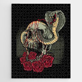 Skull Snake Roses Scary Horror Jigsaw Puzzle