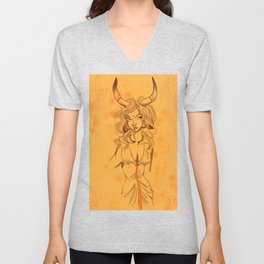 Minotaur Girl V Neck T Shirt