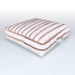 Chic elegant faux rose gold striped pattern Outdoor Floor Cushion