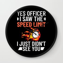 Speed Limit Sign Race Car Racer Street Racing Wall Clock