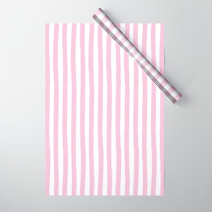 Pink and White Cabana Stripes Palm Beach Preppy Wrapping Paper