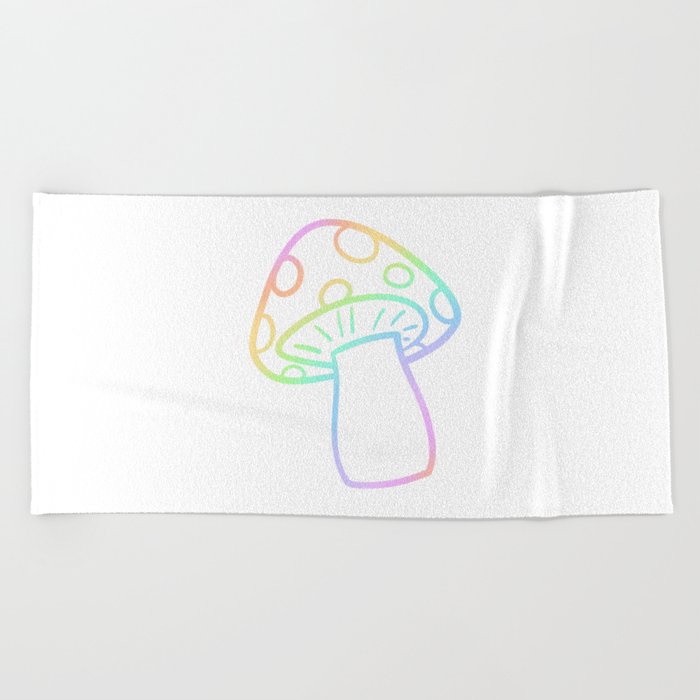 Pastel Rainbow Gradient Mushroom Beach Towel