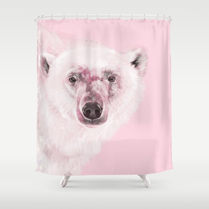 Pink Polar Bear Shower Curtain