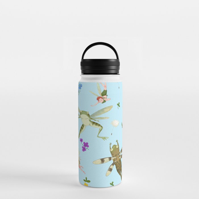 Faeries and flying frogs | light blue Water Bottle