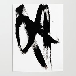 Brushstroke 2 - simple black and white Poster