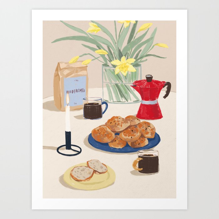 Coffee and Bread Art Print