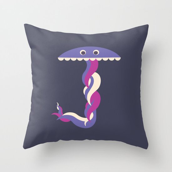 Letter J // Animal Alphabet // Jellyfish Monogram Throw Pillow