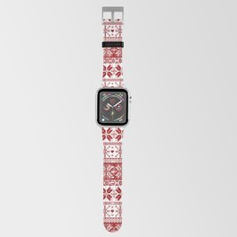 Red Winter Fair Isle Pattern Apple Watch Band