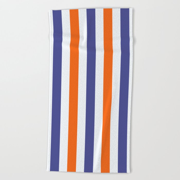 Blue And Orange Summer Stripes Beach Towel