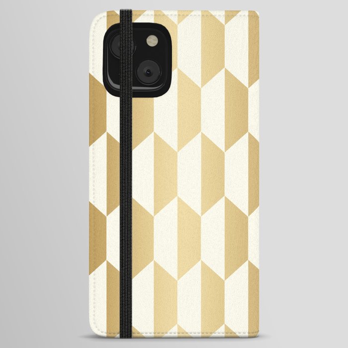 Ivory and Gold Hex Tile  iPhone Wallet Case