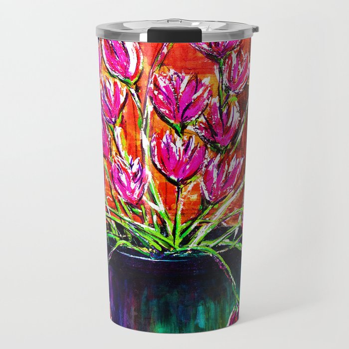 Flowers in Green Vase Travel Mug
