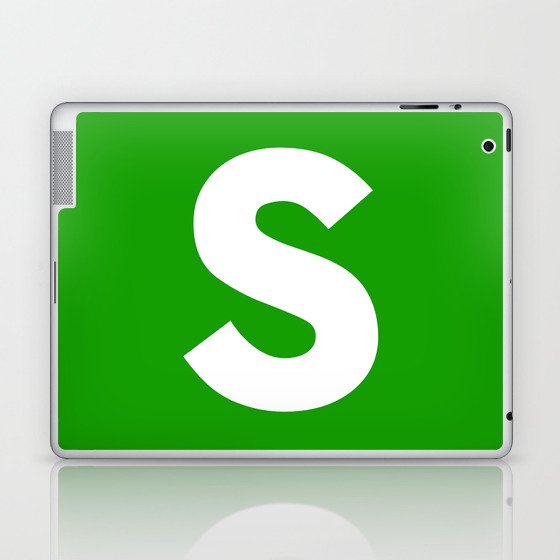 letter S (White & Green) Laptop & iPad Skin