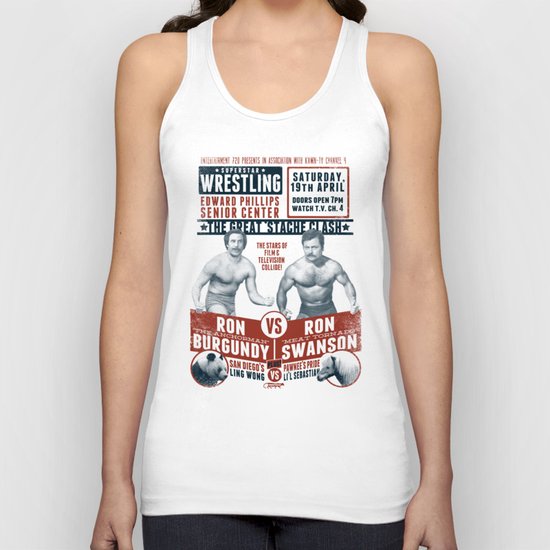 the Great 'Stache Clash (brick & blue variant) Unisex Tank Top