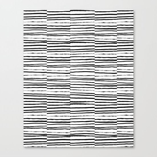 Broken Stripes pattern black and white modern urban brooklyn monochromatic print design ink Canvas Print