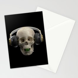 The skull  in the headphones  Stationery Card